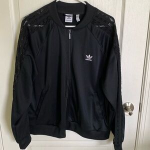 Adidas black lace sleeve track jacket - rare